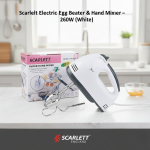 Scarlett Electric Egg Beater & Hand Mixer – 260W (White)